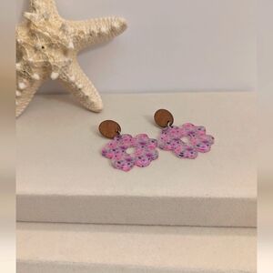Bohemian Acrylic Floral Pink Earrings